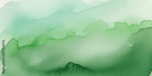 Flowing light green and deep sage watercolor texture background vector graphic