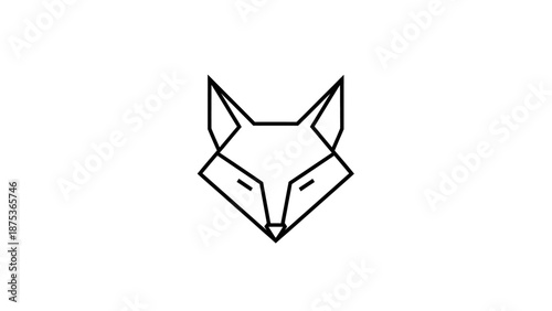 Minimalist fox head logo design in outline style.