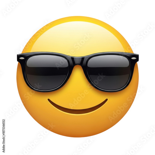 Smiling face with sunglasses isolated on transparent background