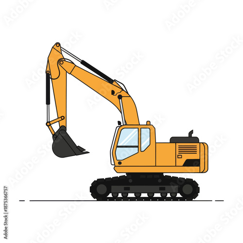 Yellow Excavator Machine Illustration Isolated on White Background