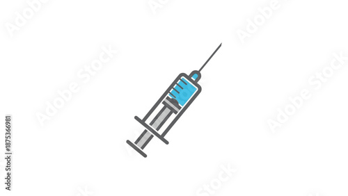 Illustration of a syringe with blue liquid inside.