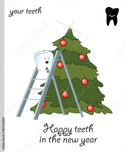 Funny teeth vetor in the new year.eps