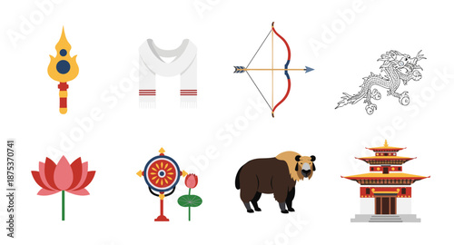 Bhutanese national symbols and cultural icons collection