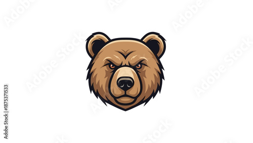 Detailed Brown Bear Head Vector Illustration on White Background.