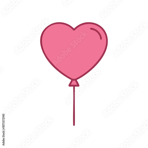 Minimal single balloon icon in solid red, clean flat vector for party and celebration use, isolated on white, simple and trace-ready.