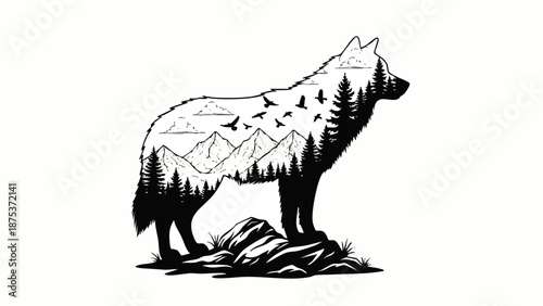 Wildlife Silhouette Motion Exposure Collection Vector Illustration