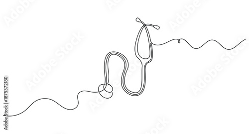 One line art of professional medical equipment stethoscope