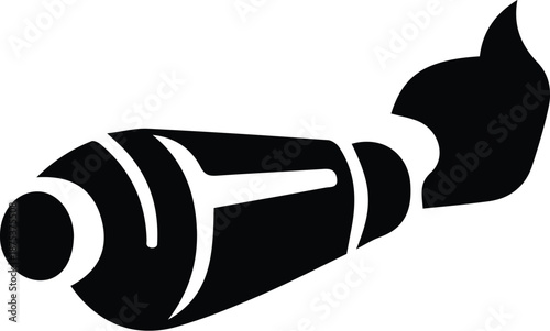 Flaming Exhaust Muffler Silhouette Icon.