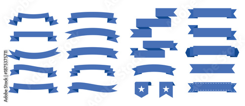 Big collection of vector ribbons banners set isolated on white background.