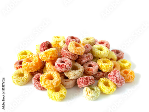 Pile of colorful fruity breakfast cereal