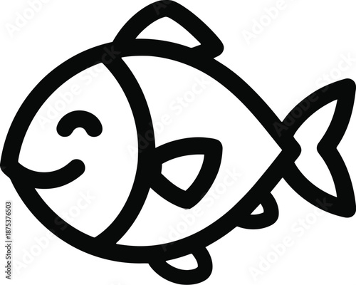 Simple line drawing of a smiling fish