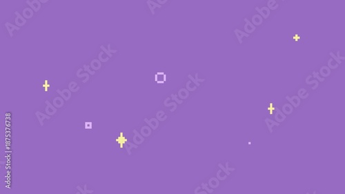Twinkle Stars in 8-bit Pixel Art, Purple Loop Background