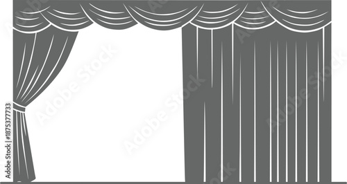 Theater Stage Curtains Background in Minimalist Silhouette Style