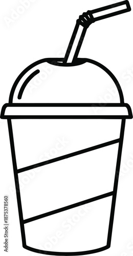Simple line drawing of a smoothie cup with straw