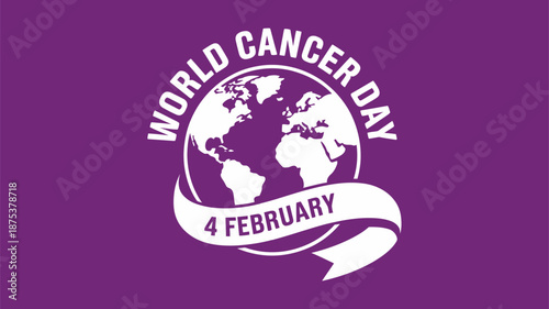 World Cancer Day Vector Awareness Ribbon Globe