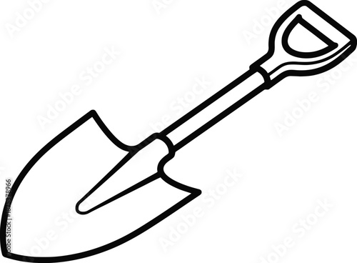 Simple black line drawing of a shovel