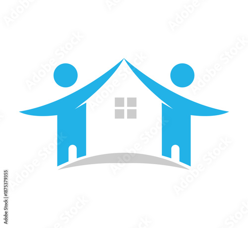 Two Figures Forming a House Logo