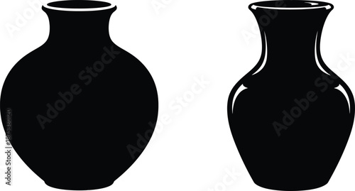 Two elegant black ceramic vases, showcasing their smooth, curved forms and classic silhouettes against a clean white background, perfect for interior design inspiration