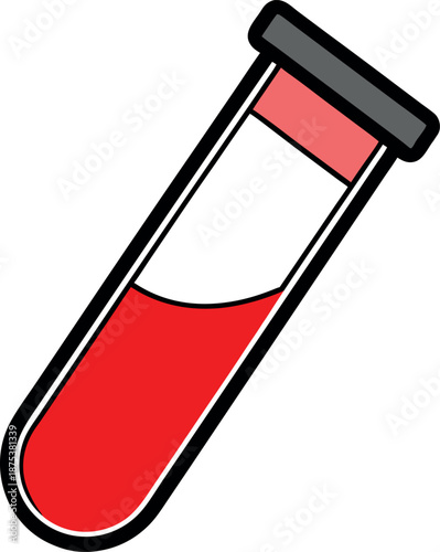 Blood Test Tube Icon with Red Liquid for Medical Use