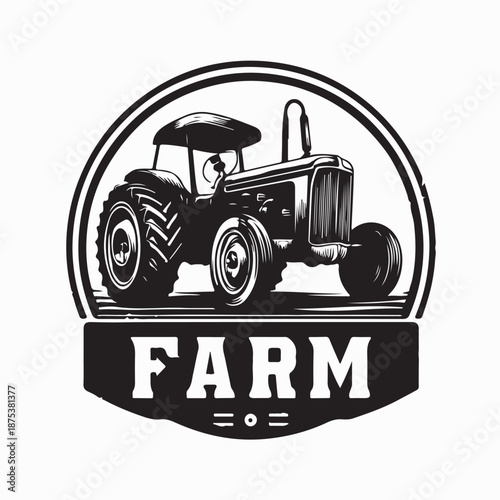 Tractor Farm Logo Vector Template Isolated on white Background