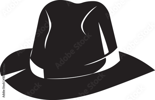 Print Black fedora hat silhouette illustration