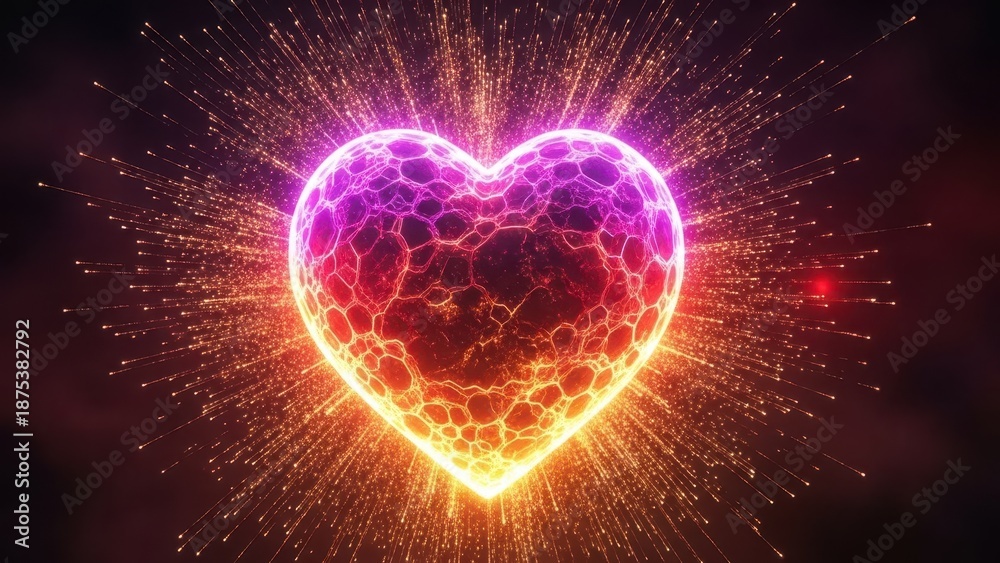 Fototapeta premium Valentine's day heart with sparkling lights love concept