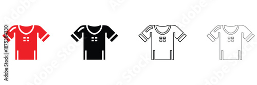athletic t shirt icon vector set, sports t shirt symbol vector, silhouette and line art