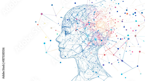 Human Head with Neural Network Illustration.