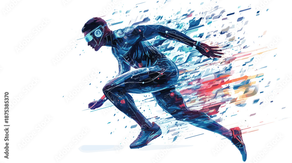 Fototapeta premium Man Running with Dynamic Motion Blur.