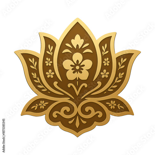 PNG Elegant gold floral emblem