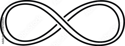 Simple black infinity symbol on white background