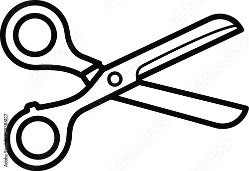 Simple black outline of scissors on white background
