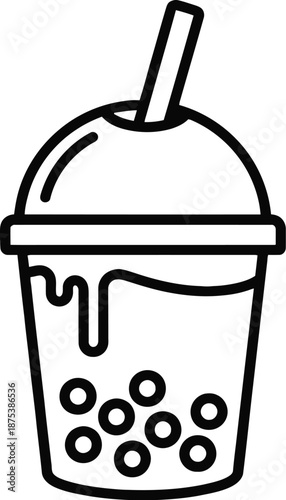 Bubble tea in a plastic cup with straw