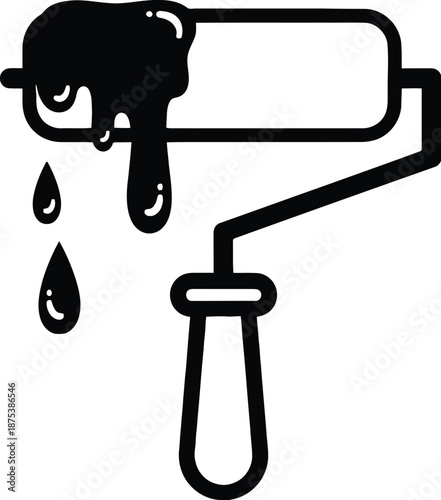 Paint roller dripping with paint