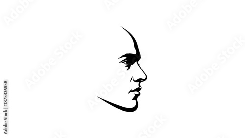 Minimalist Line Art Portrait of a Man in Profile.