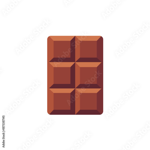 Milk chocolate bar segmented sweet tablet, colorful icon, flat style vector illustration