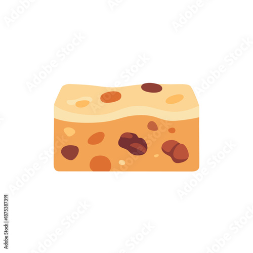 Nougat bar with nuts chewy sweet dessert, colorful icon, flat style vector illustration