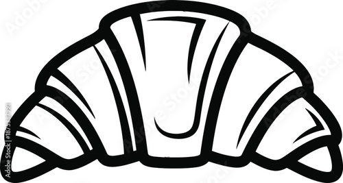 Simple black and white croissant illustration