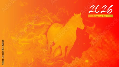 halftone fire horse, Chinese new year background 2026