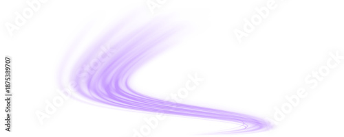 Futuristic city traffic scene with purple neon laser speed lines. Light wave violet trails, glowing energy swirl, and motion flow across the highway. Vector illustration PNG.