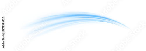 Neon blue laser speed lines form futuristic wave motion along a city road with flowing traffic. Light dynamic trail energy swirl follows glowing lines. Futuristic vector illustration PNG.