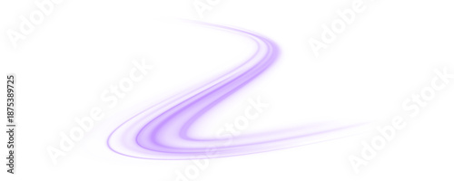 Neon purple laser speed lines visualize motion along an urban road. Light violet trail waves and energy swirl enhance futuristic traffic flow. Abstract vector illustration PNG.