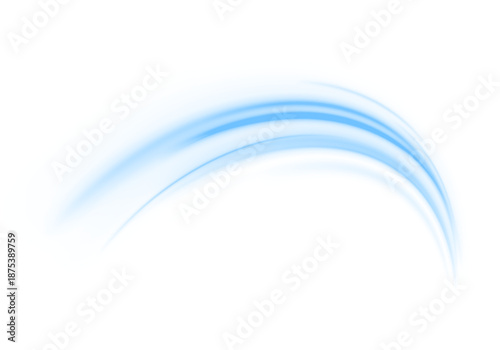 Futuristic blue neon laser lines show speed motion across a city highway traffic flow. Light dynamic wave trails and energy swirl create dynamic movement. Modern vector illustration PNG.