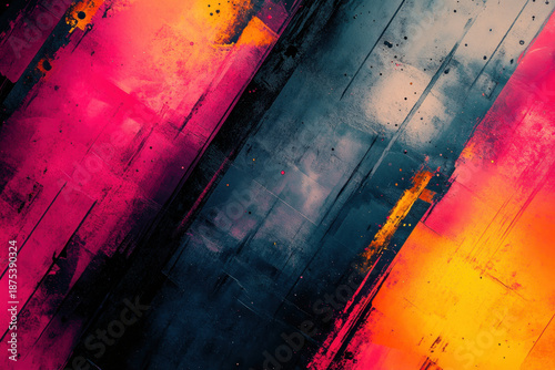 Vibrant Maximalist Abstract Background with Neon Colors and Layered Textures