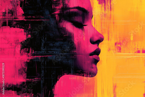 Vibrant Maximalist Abstract Background with Neon Colors and Layered Textures