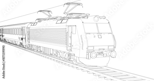 modern locomotive sketch symbol 3d illustration	
