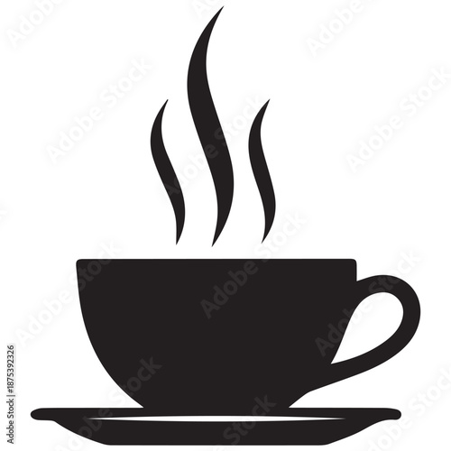 Steaming hot cup of coffee on a saucer