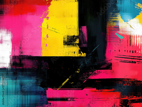 Vibrant Maximalist Abstract Background with Dynamic Lines and Neon Colors