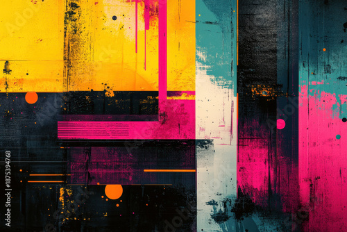 Vibrant Maximalist Abstract Background with Dynamic Lines and Neon Colors