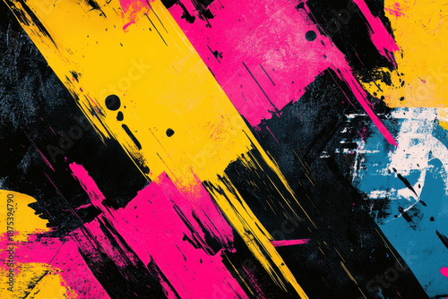 Vibrant Maximalist Abstract Background with Dynamic Lines and Neon Colors
